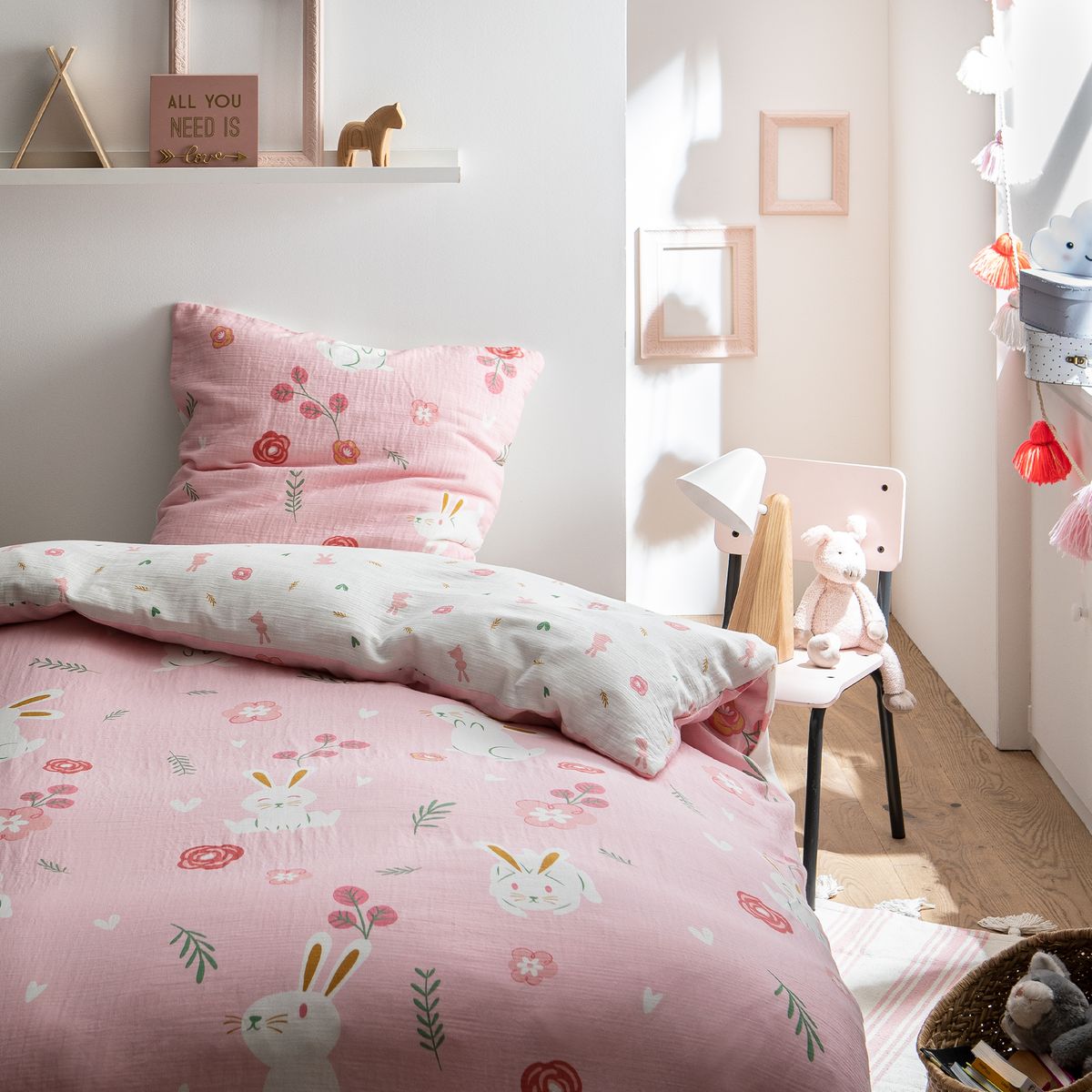 MATT /& ROSE Tutti Frutti Parure de lit Enfant 63X63 Cm Rose Coton 140X200 Cm